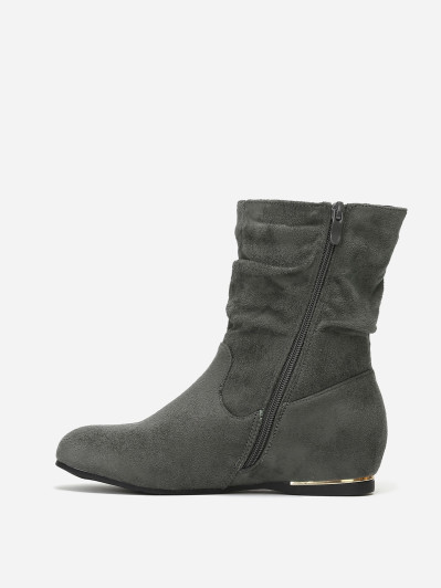 Bottines compensées grises effet plissé détails doré femme pas cher La Modeuse