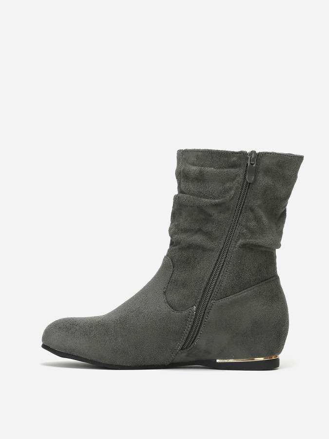 Bottines compensées grises effet plissé détails doré femme pas cher La Modeuse