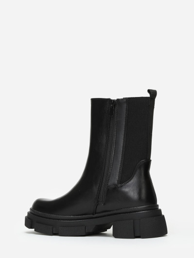 Bottines chelsea noires à plateforme crantée