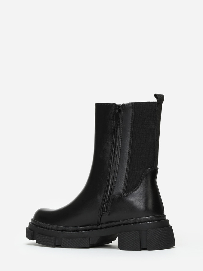 Bottines chelsea noires à plateforme crantée