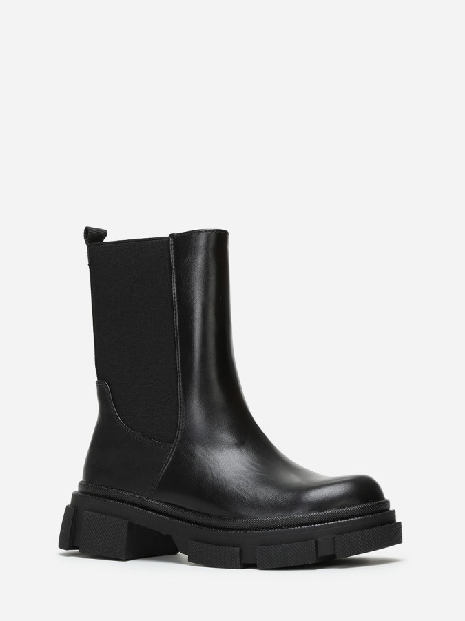 Bottines chelsea noires à plateforme crantée