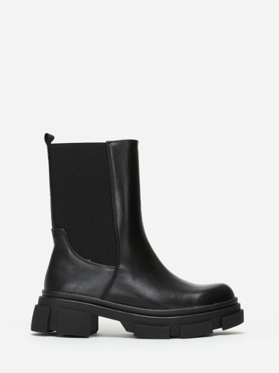 Bottines chelsea noires à plateforme crantée