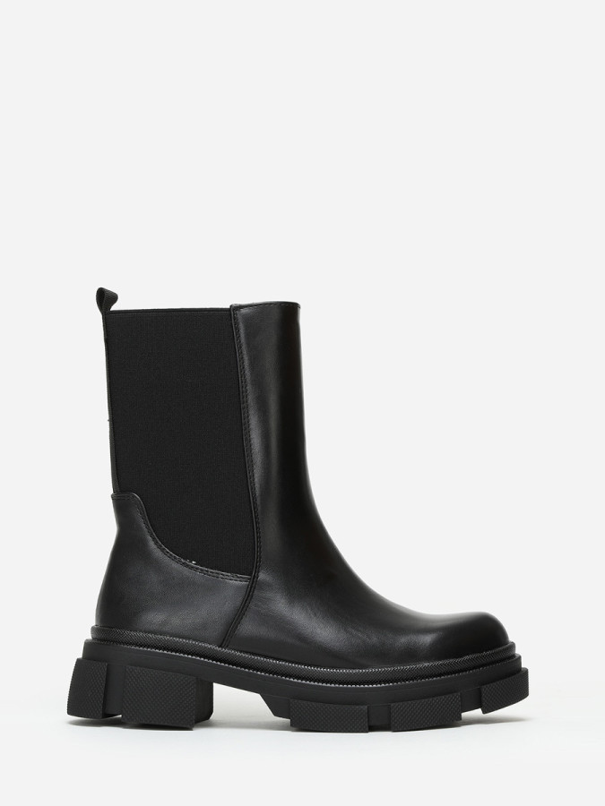 Bottines chelsea noires à plateforme crantée