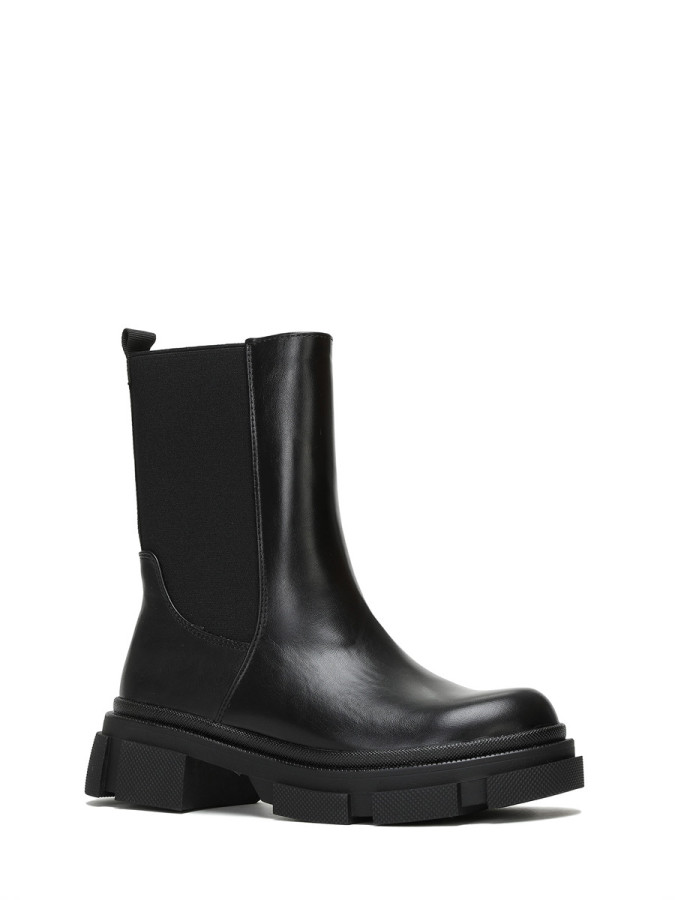 Bottines chelsea noires à plateforme crantée