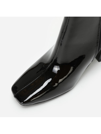 Bottines noires vernis à bout carré