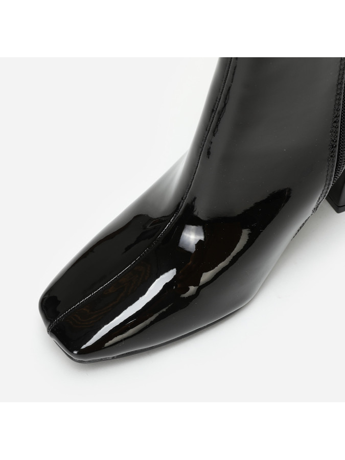 Bottines noires vernis à bout carré