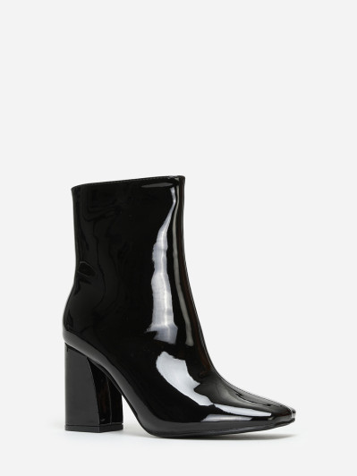 Bottines noires vernis à bout carré