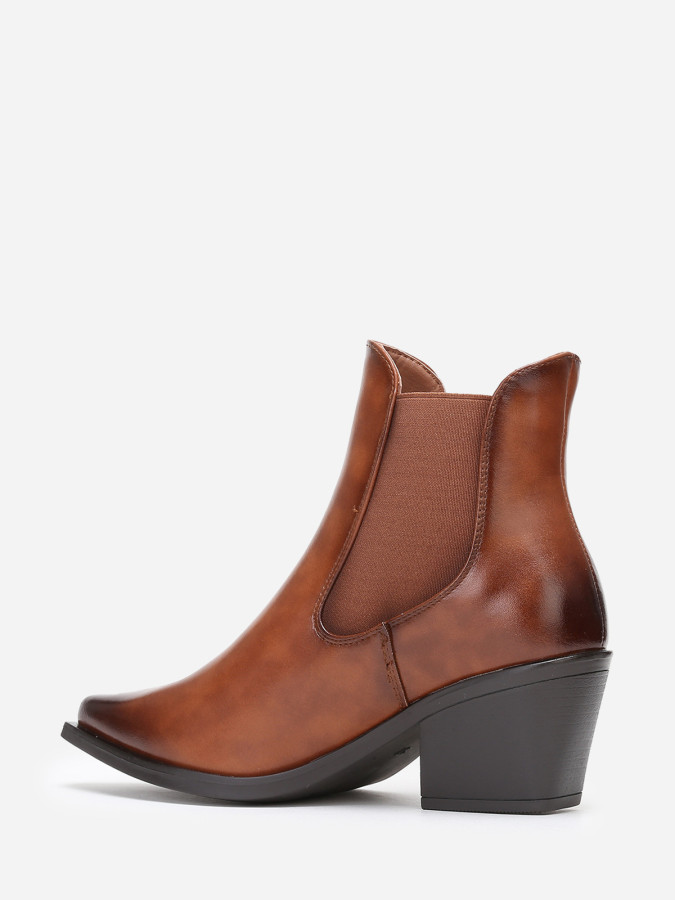 Bottines chelsea camel à bout pointu