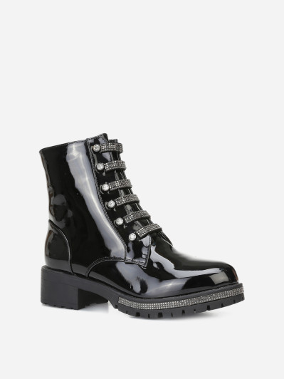 Rangers vernies noires à strass