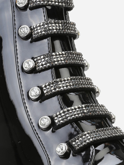 Rangers vernies noires à strass