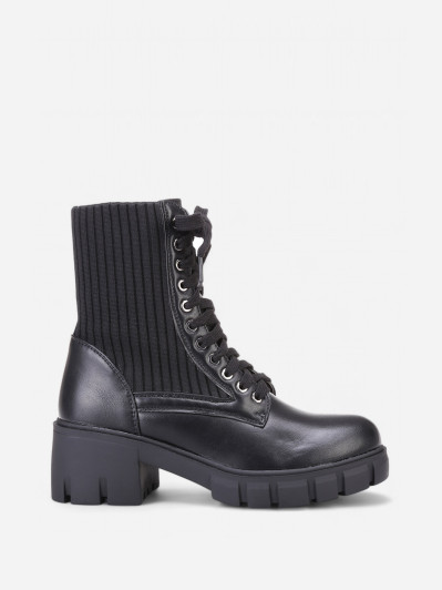 Rangers bi-matières à plateforme crantée