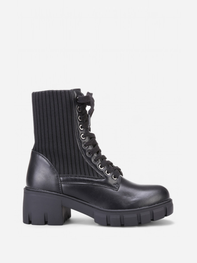 Rangers bi-matières à plateforme crantée