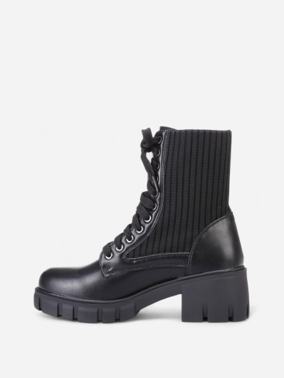 Rangers bi-matières à plateforme crantée