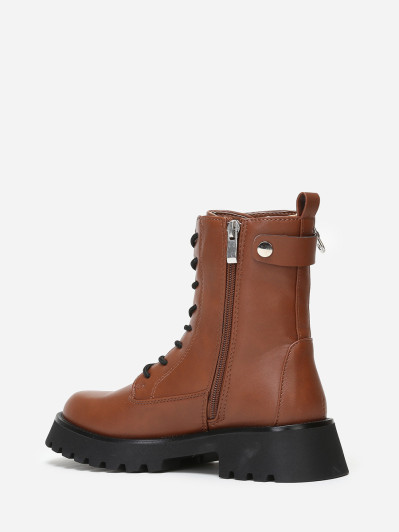 Rangers marron crantées à zip métallique