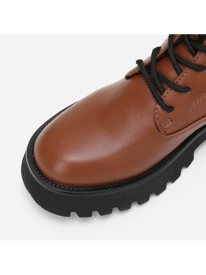 Rangers marron crantées à zip métallique