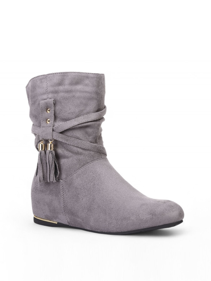 Bottines plissées et compensées à pampilles