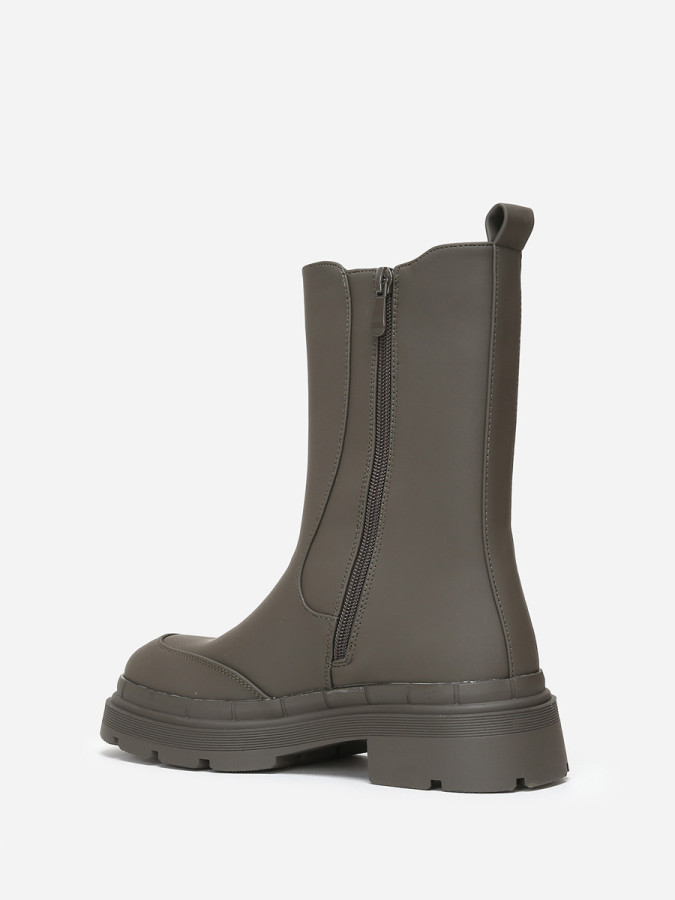 Bottines crantées style chelsea kaki mates