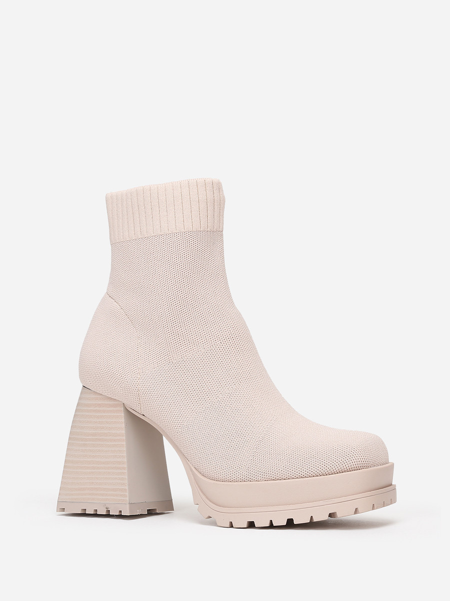 Talon Bottines Chaussettes Plateforme Bottines Chaussettes Beiges