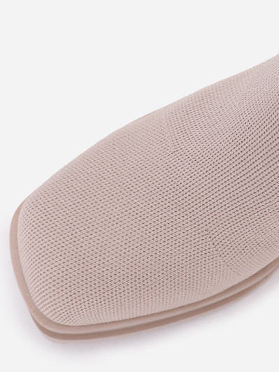 Bottines chaussettes beiges à talon trapèze