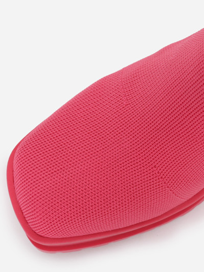 Bottines chaussettes roses à talon trapèze