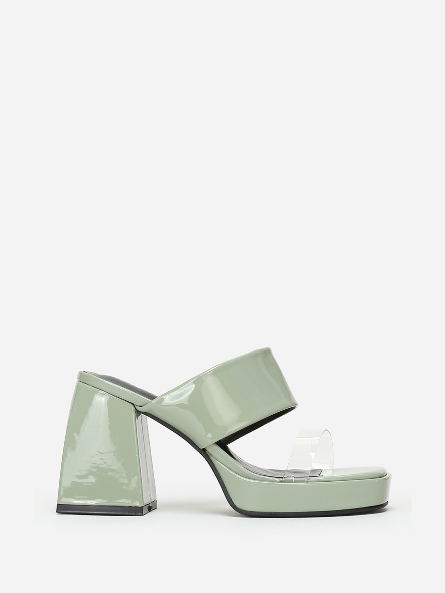 Mules style babies kaki vernies