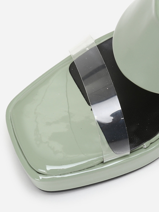 Mules style babies kaki vernies