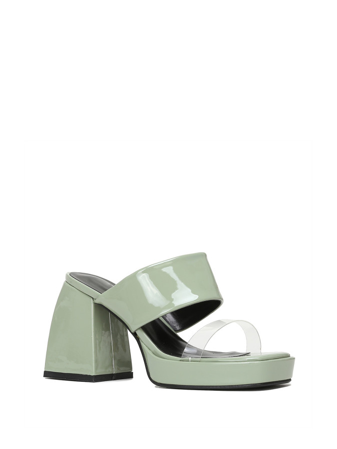 Mules style babies kaki vernies