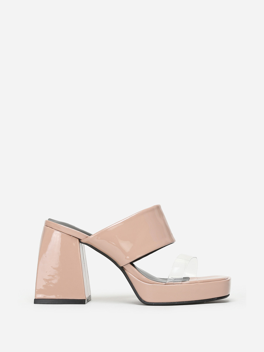 Mules style babies taupe vernies