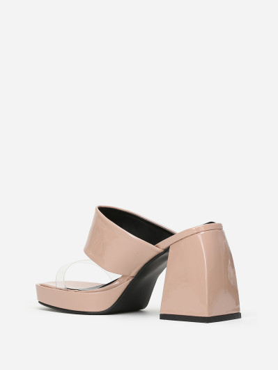 Mules style babies taupe vernies