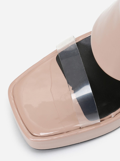 Mules style babies taupe vernies