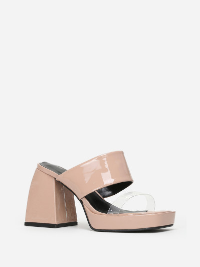 Mules style babies taupe vernies