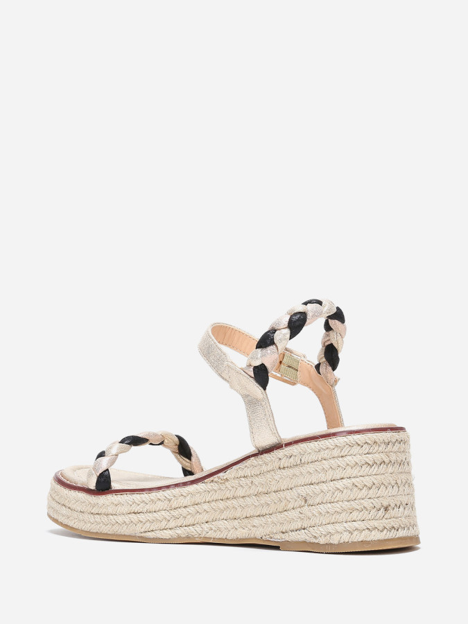 Sandales compensées dorées pailletées