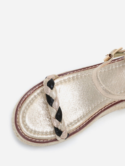 Sandales compensées dorées pailletées