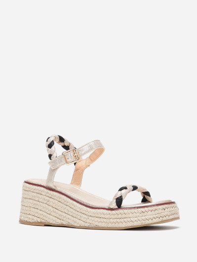 Sandales compensées dorées pailletées