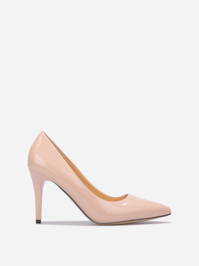 Escarpins beiges vernis à talon aiguille