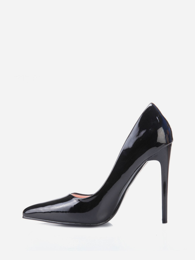 Stilettos en simili cuir verni noir