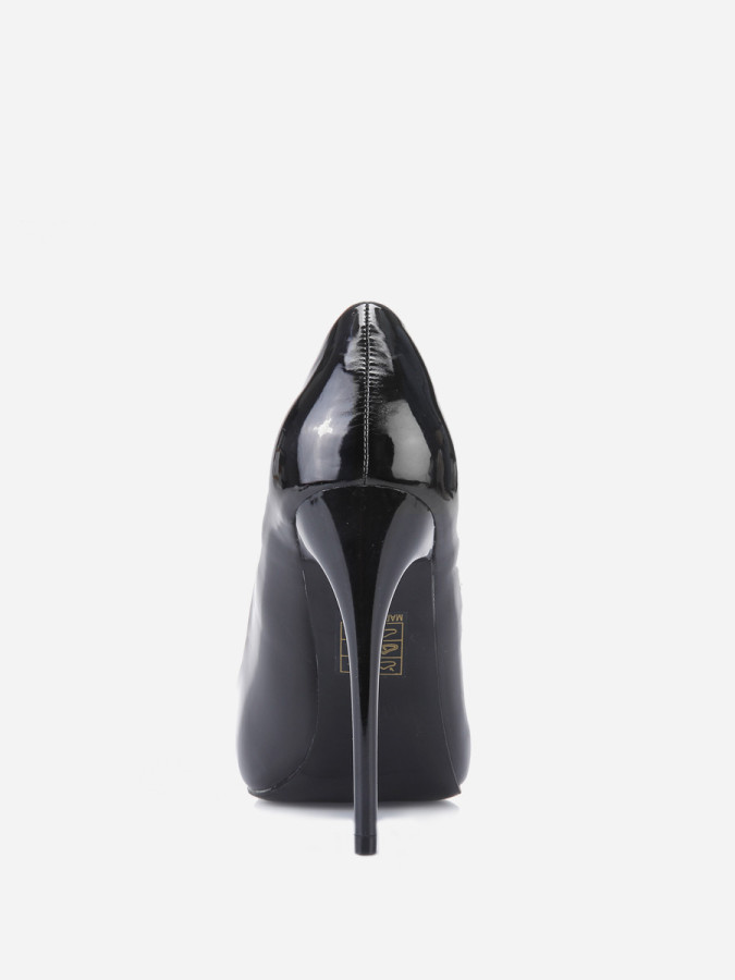 Stilettos en simili cuir verni noir