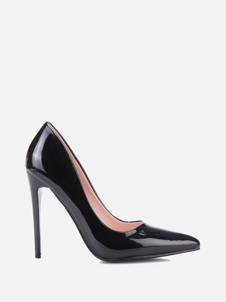 Stilettos en simili cuir verni noir