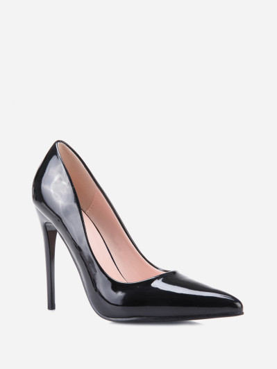 Stilettos en simili cuir verni noir