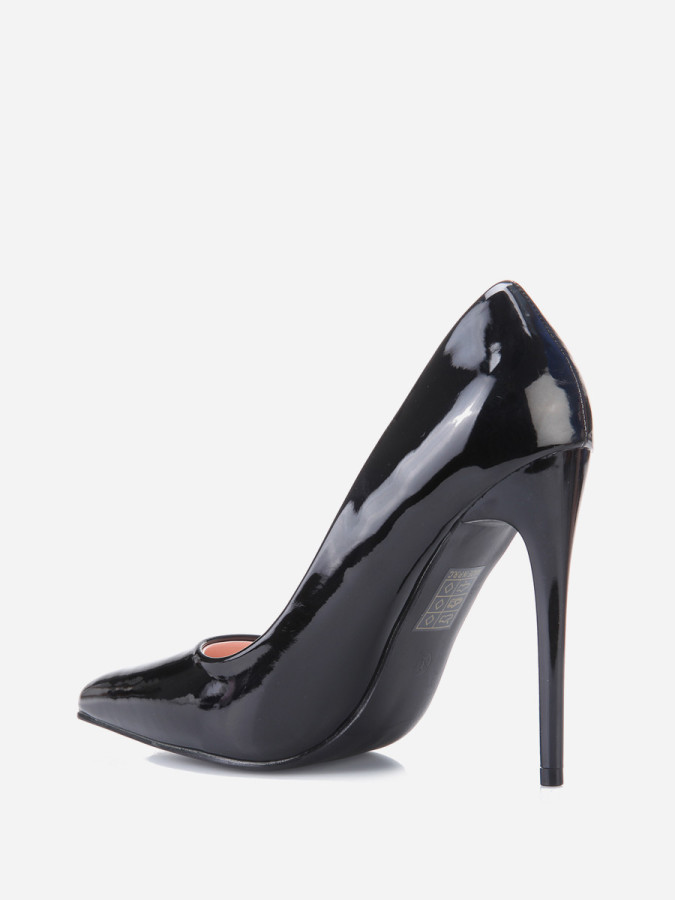 Stilettos en simili cuir verni noir