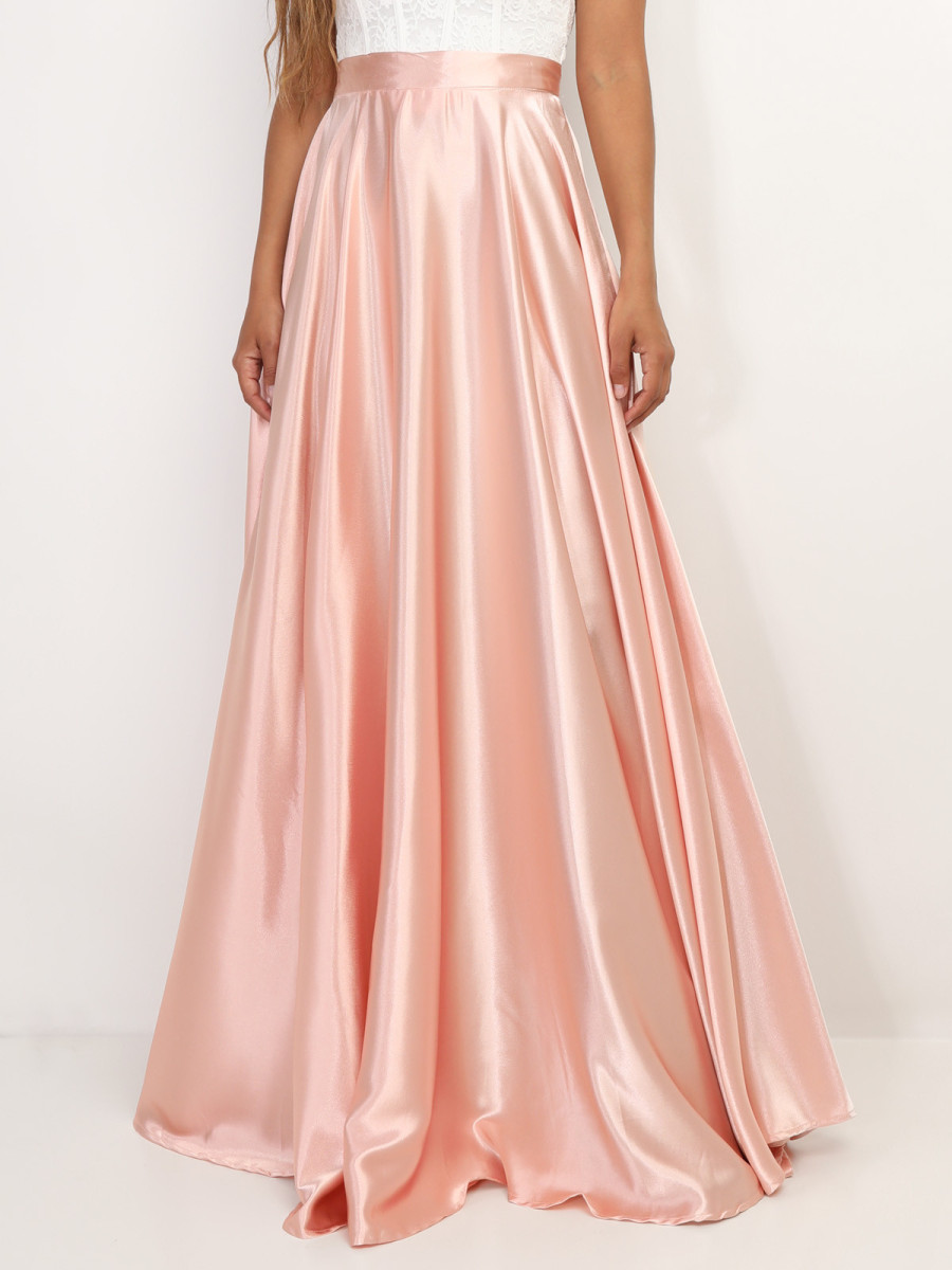 Jupe longue taille haute effet satin?�