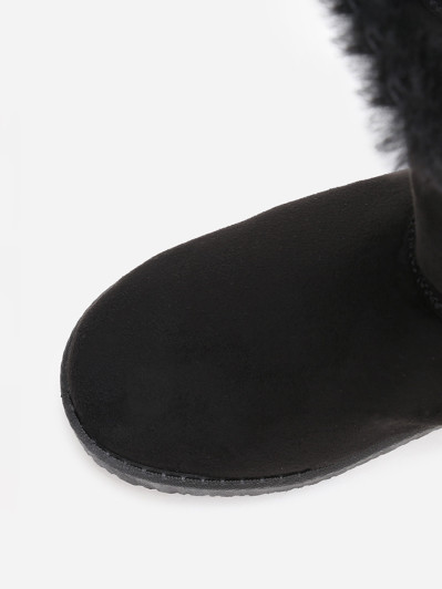 Boots noires en suédine et fourrure à scratchs femme pas chere la modeuse